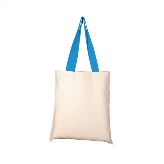 Coloured Handle Cotton Totes light blue